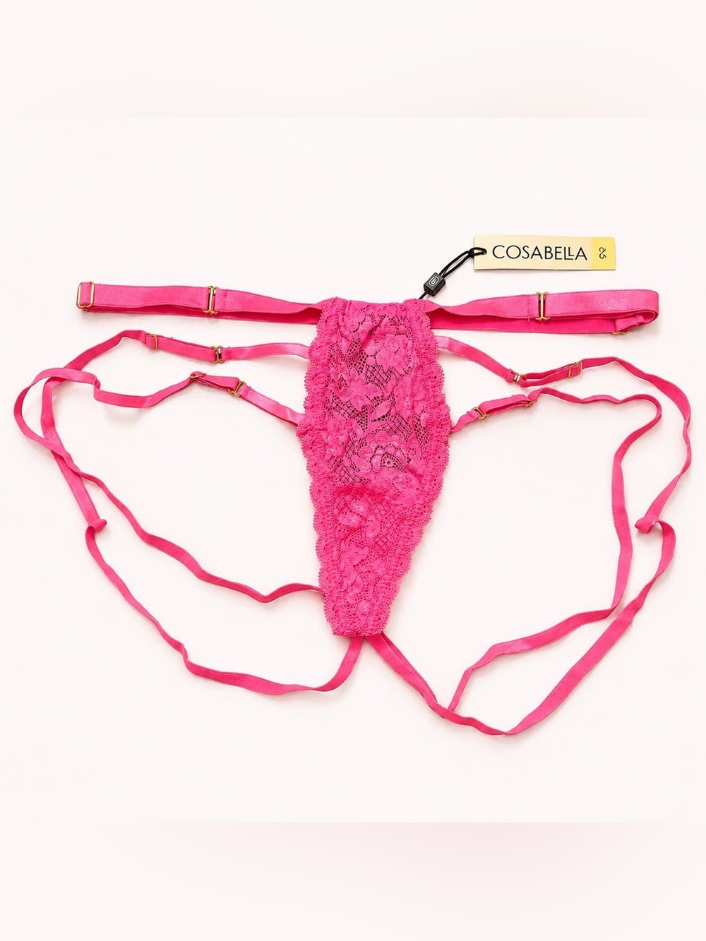 Cosabella Never Say Never Tie Me Down Ouvert Panties - Rani Pink Lace